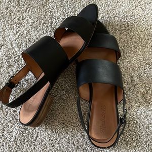 MADEWELL — LIKE NEW — BLACK GENUINE LEATHER, 2 STRAP SANDAL